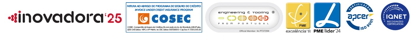 Logótipos das certificações e reconhecimentos dirigidos à Erofio