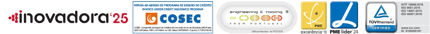 Logótipos das certificações e reconhecimentos dirigidos à Erofio Atlântico